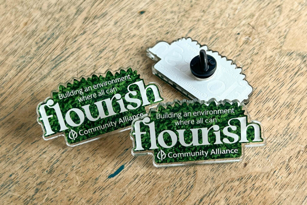 Flourish capital campaign lapel pins